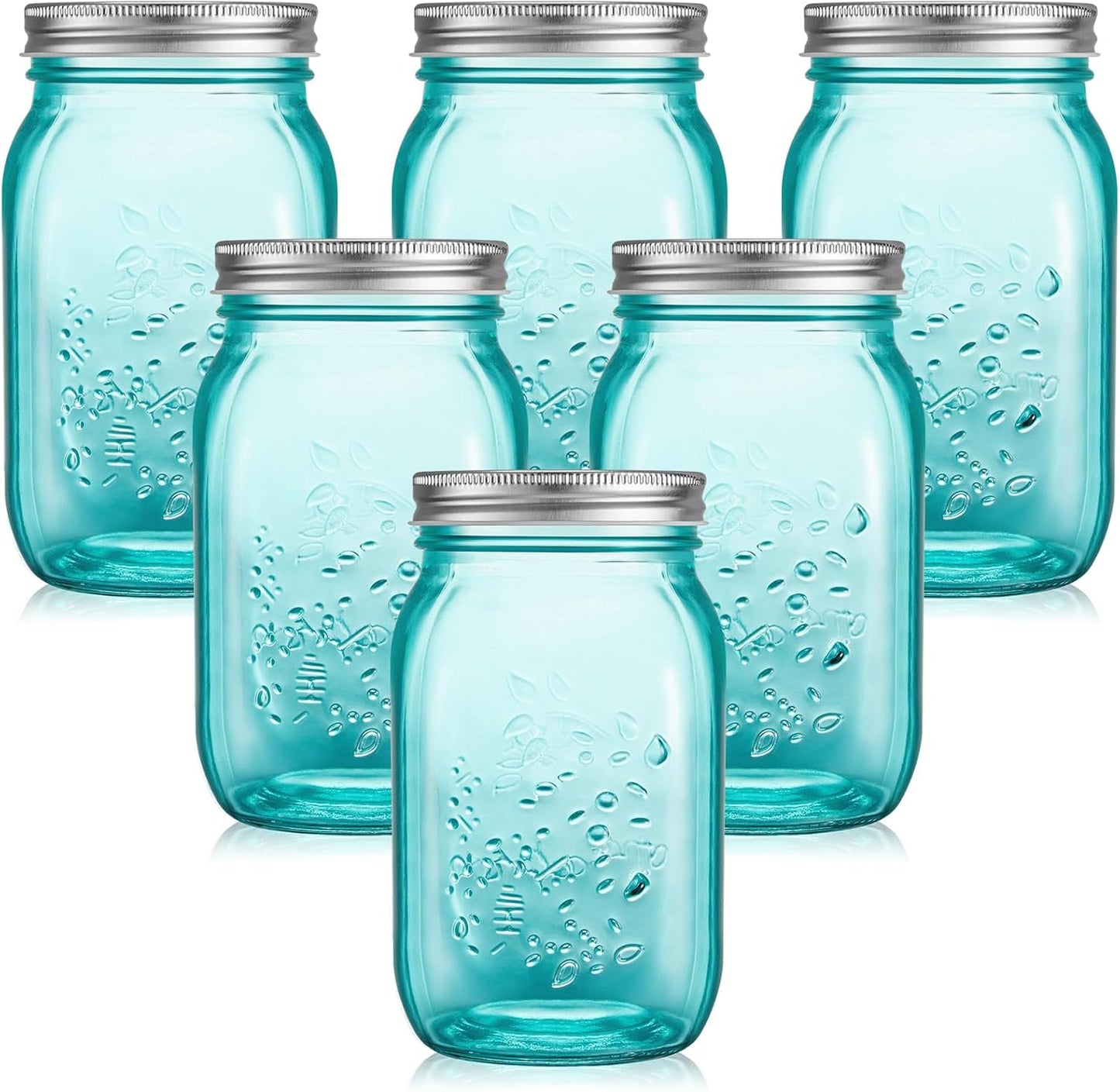 32 oz Turquoise Mason Jars for Canning and DIY Crafts