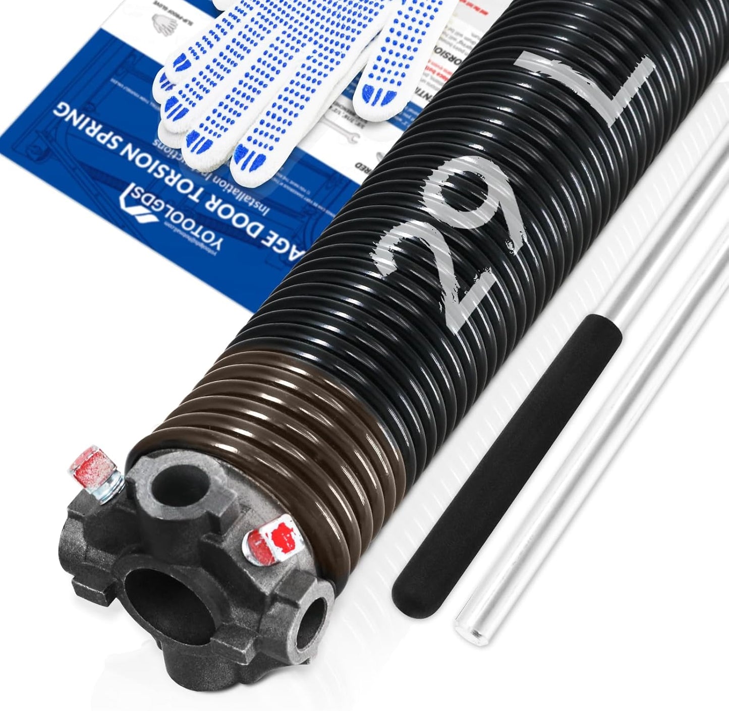 Left Hand Wind Garage Door Torsion Spring with Winding Bars