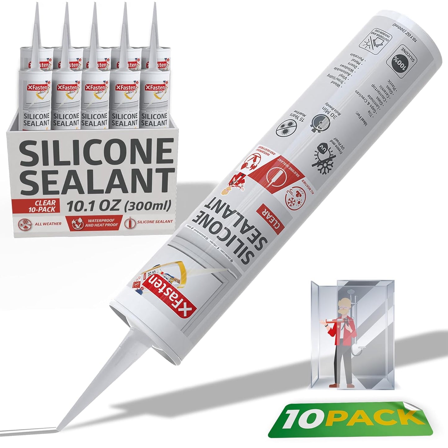 XFasten Clear Silicone Caulk for Waterproof Sealing Needs