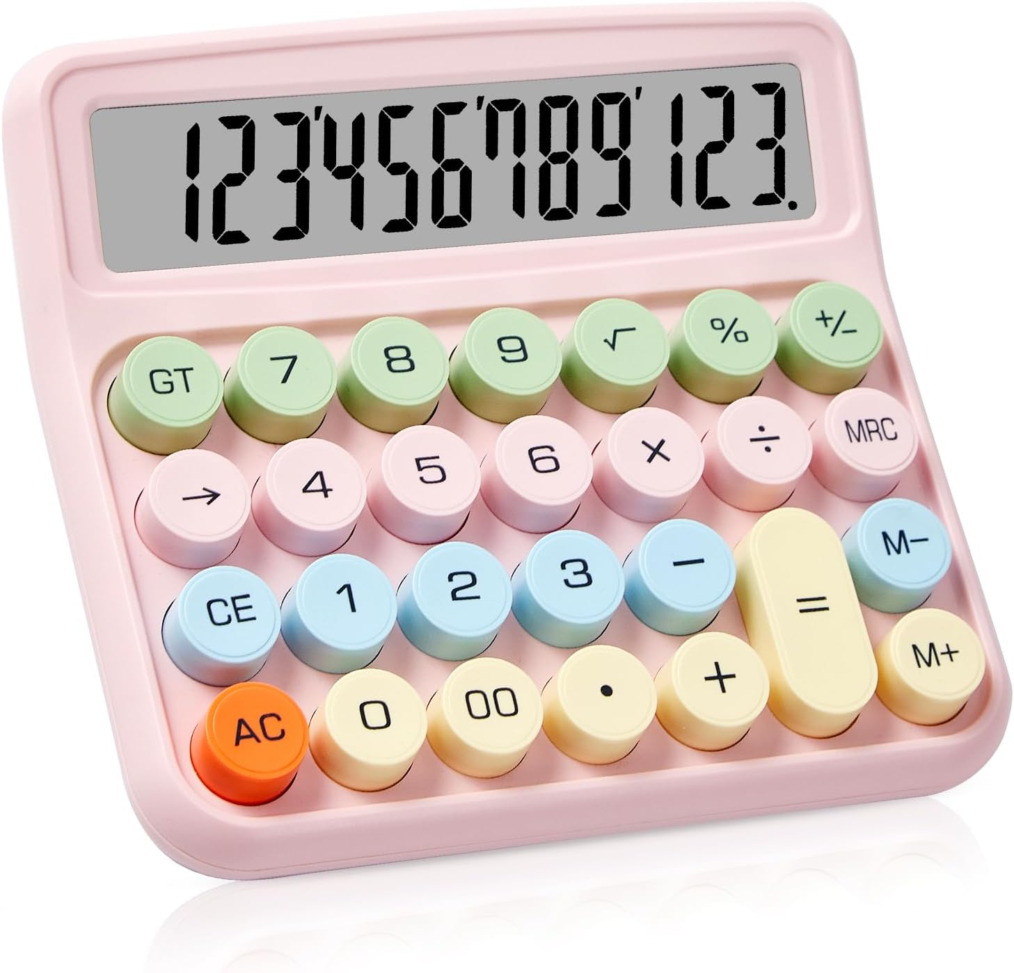 12-Digit Auto Power Off Desktop Calculator, Easy to Use, Large LCD (Pink)