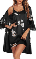 Satin Nightgown with Robe Set - Lace Cami 2-Piece Sleepwear