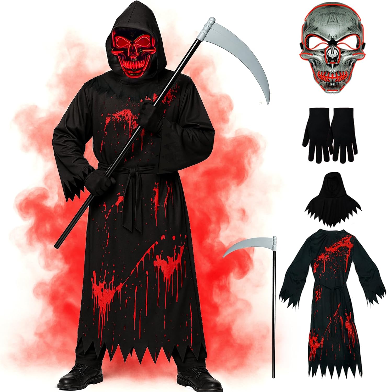 Grim Reaper Costume for Boys with Ghostface Mask and Sickle