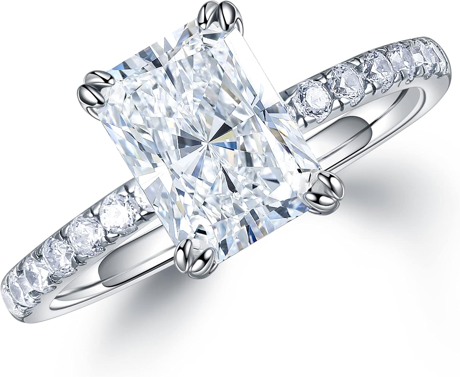 Radiant Cut Moissanite Rings for Women in 14K White Gold