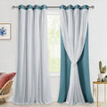 Hiasan Double Layer Blackout Curtains with Sheer Overlay - Stone Blue
