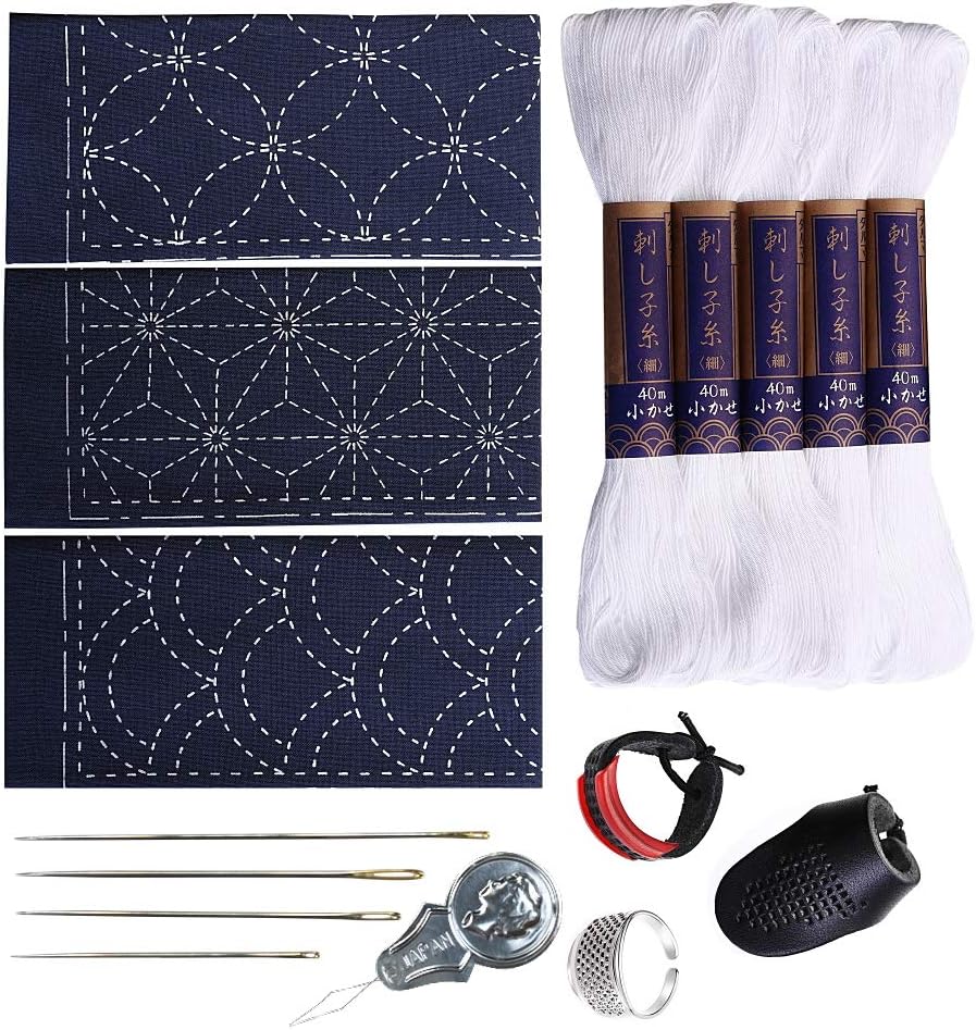Sashiko Kit with Thread, Needles, and Template for Beginners