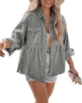 Tutorutor Womens Corduroy Tunic Shirt Dress - Soft Lightweight Layer
