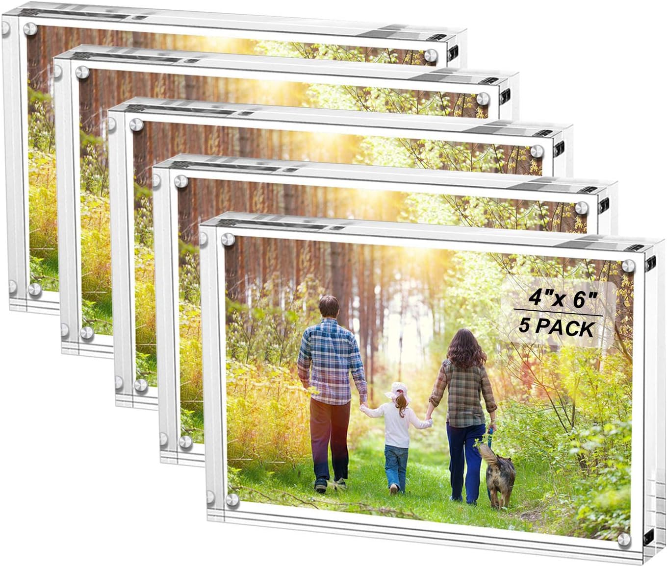 Boxalls 4x6 Inches Acrylic Picture Frames - Modern Design 5 Pack