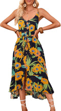 Women's Boho Polka Dot Spaghetti Strap Midi Dress - Flowy Summer Fit