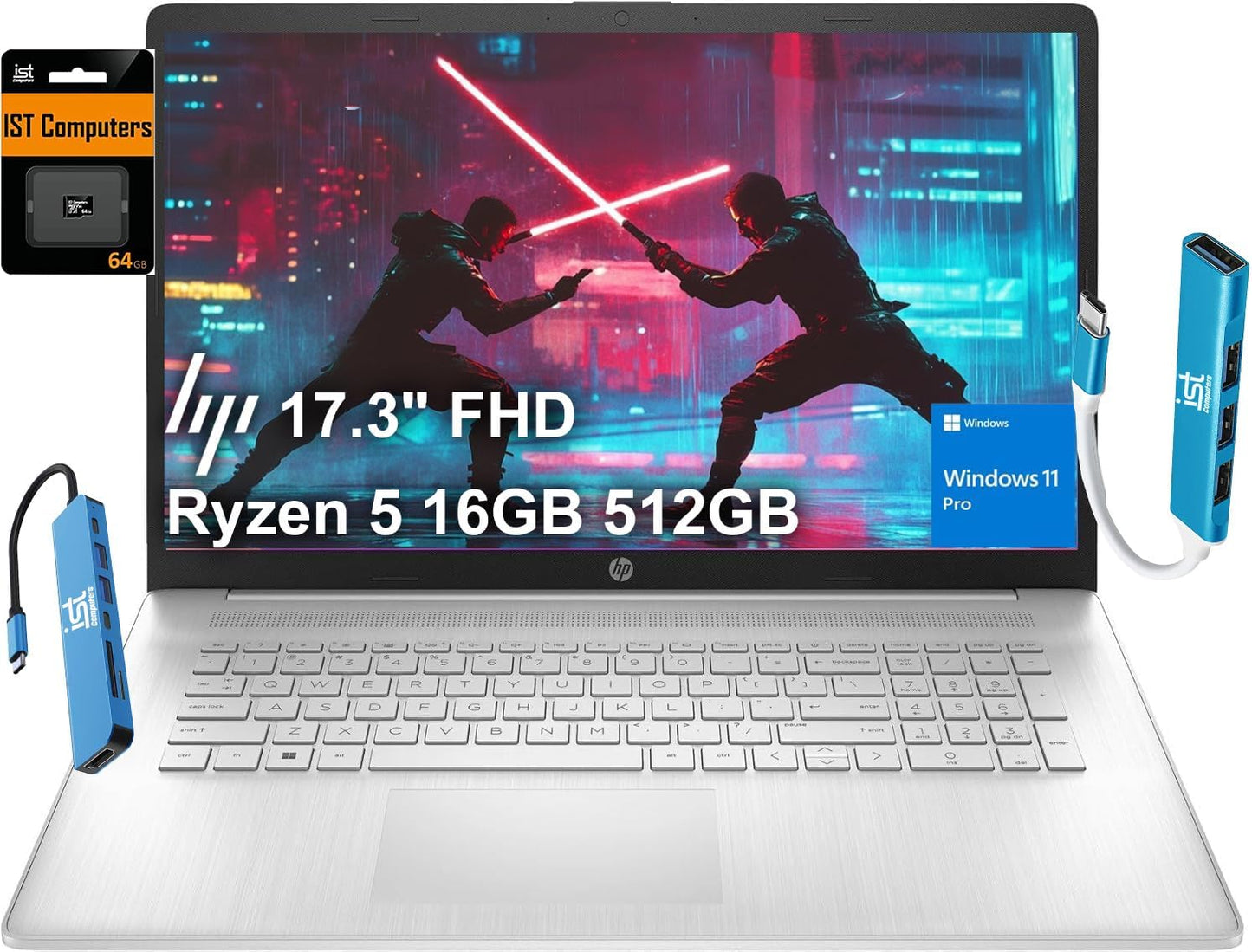 HP 17 Laptop with Ryzen 5, 16GB RAM, and Long Battery Life