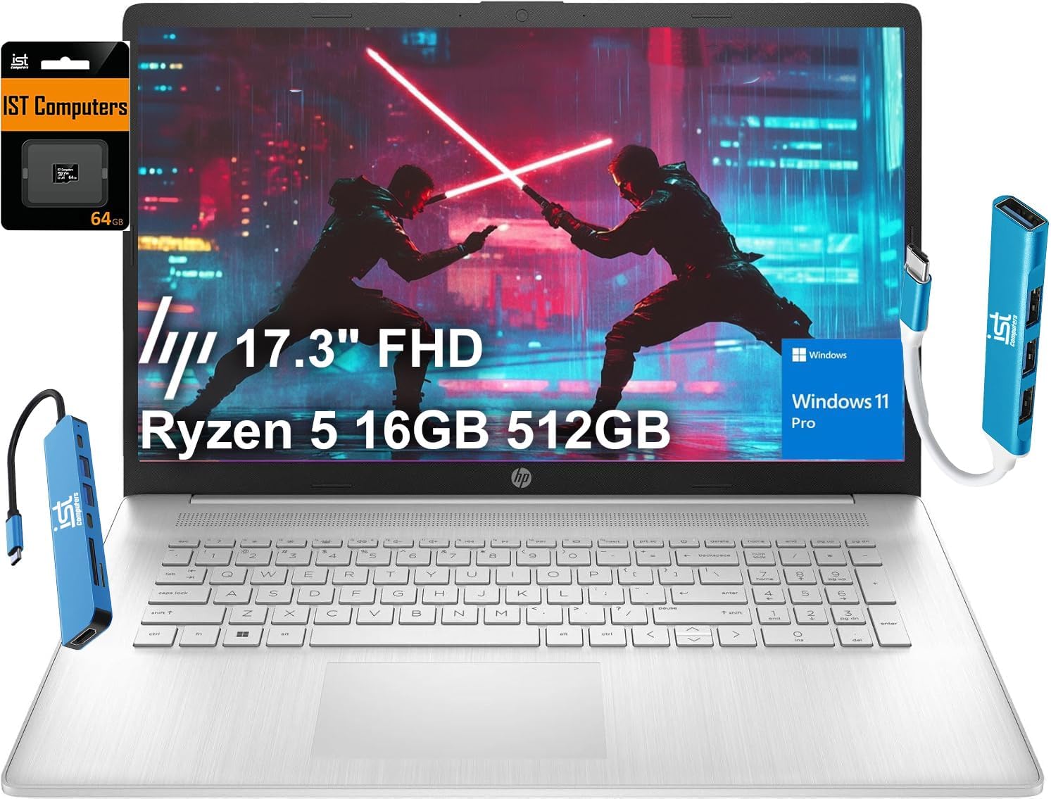 HP 17 Laptop with Ryzen 5, 16GB RAM, and Long Battery Life