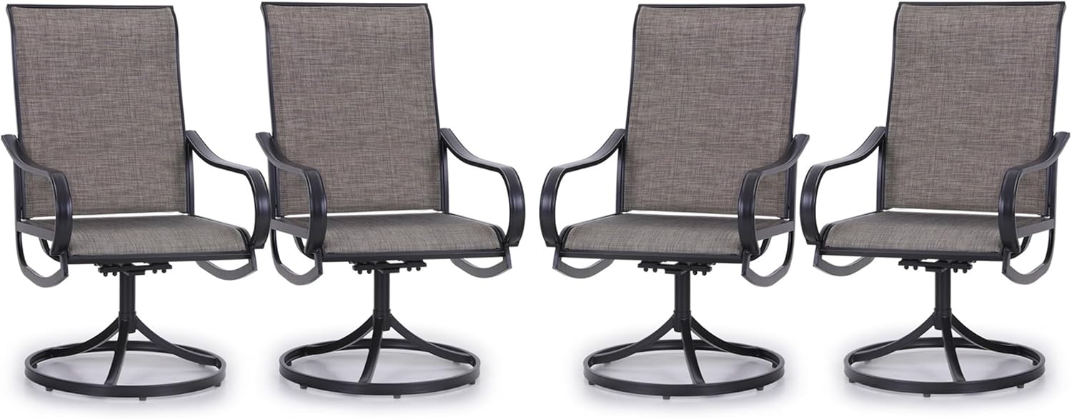 PHI VILLA Patio Swivel Dining Chairs Set of 4 for Outdoor Use