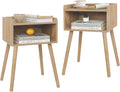 End Tables Set of 2 Mid Century Modern Side Tables - Compact Storage