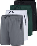 Men's Mesh Zipper Athletic Shorts 4 Pack - Comfortable 7in Inseam
