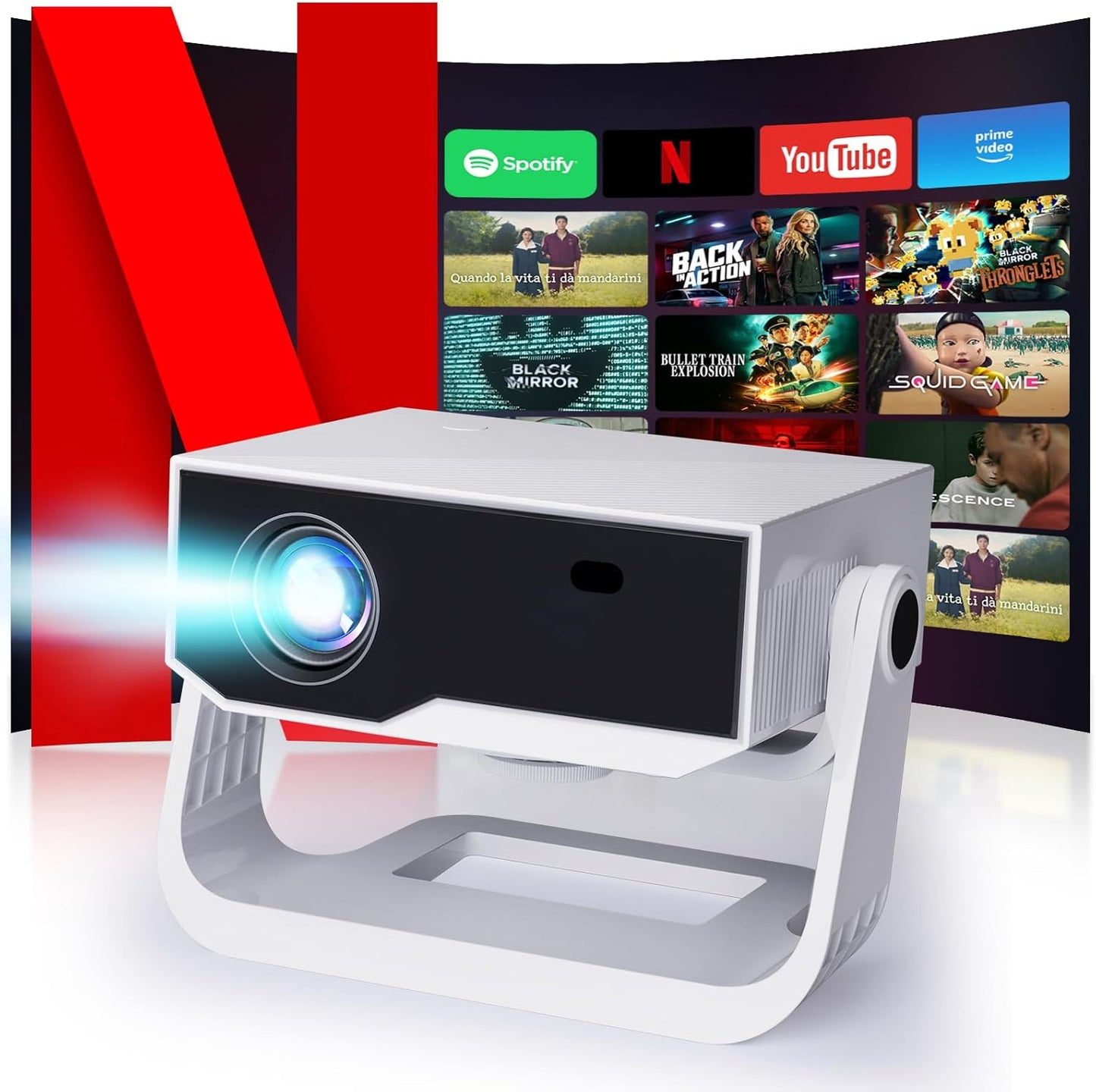 Wielio Smart Projector with WiFi, Bluetooth & 1080P Resolution