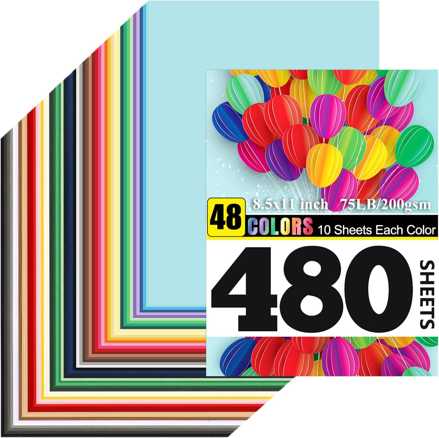 OcePor 480 Sheets Colored Cardstock for Crafting and Printing