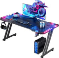 55 Inch Gaming Desk with LED Lights Carbon Fibre Surface - Stable