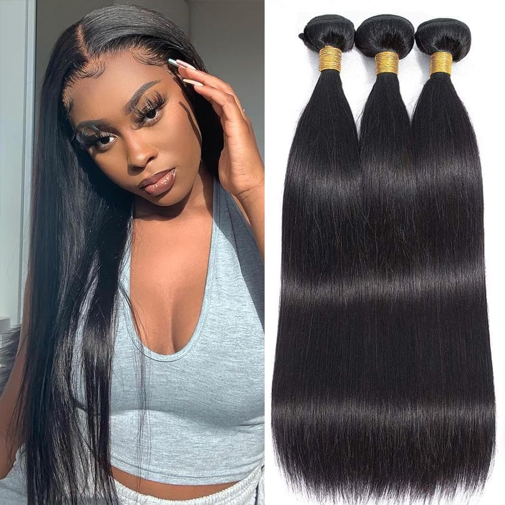 Straight Bundles Human Hair 12 14 16 Inch Unprocessed Brazilian Hair
