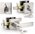 Probrico Square Entrance Lever with Deadbolt Combo Pack - Keyed Alike