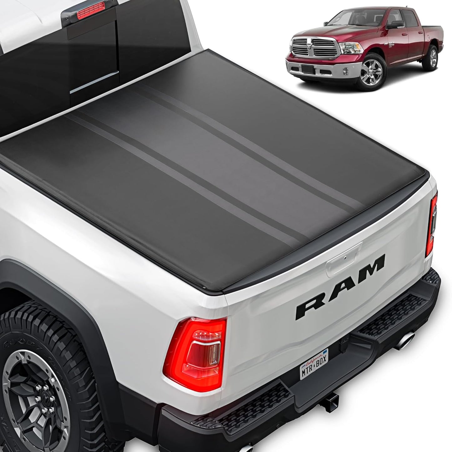 Truck Racing Stripe Tonneau Cover for Ram 1500, 2500, 3500