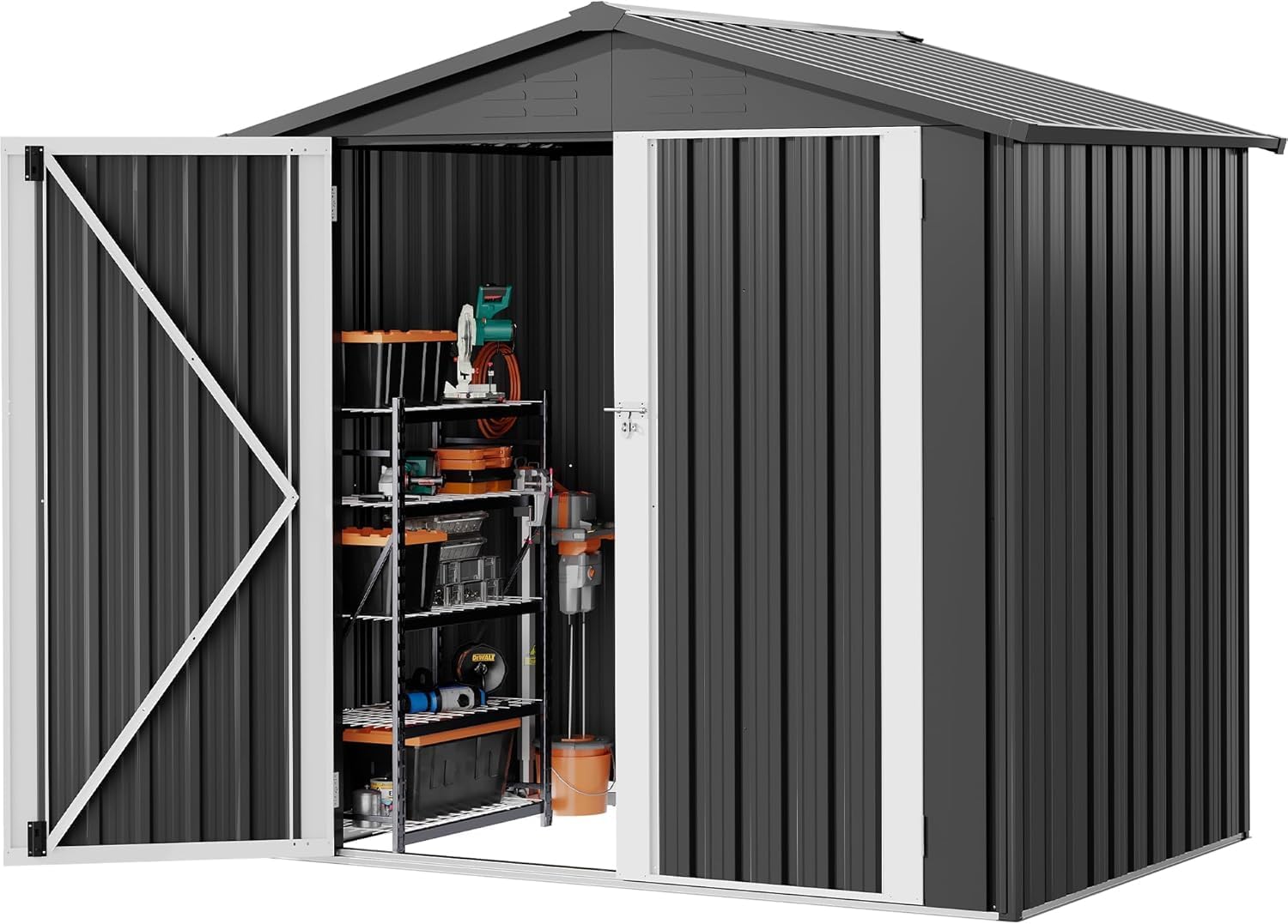 DWVO 6x4ft Metal Outdoor Storage Shed for Secure Tool Storage