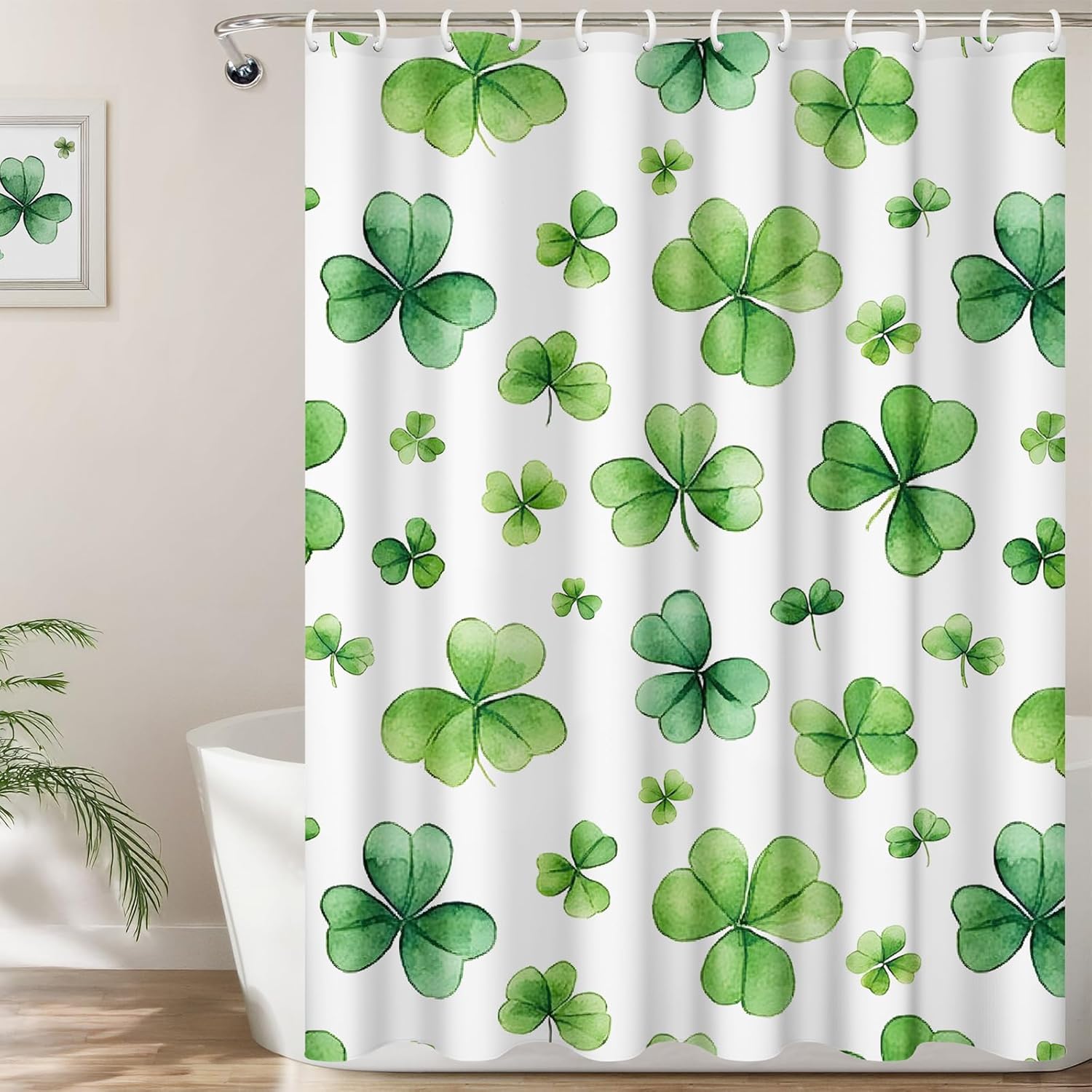 Watercolor Shamrock Shower Curtain Set for a Lucky St. Patrick's Day! 72 x 72, MelonBoat
