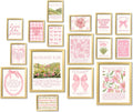 16 PCS Framed Christian Coquette Wall Art Decor - Pink Bow Bible