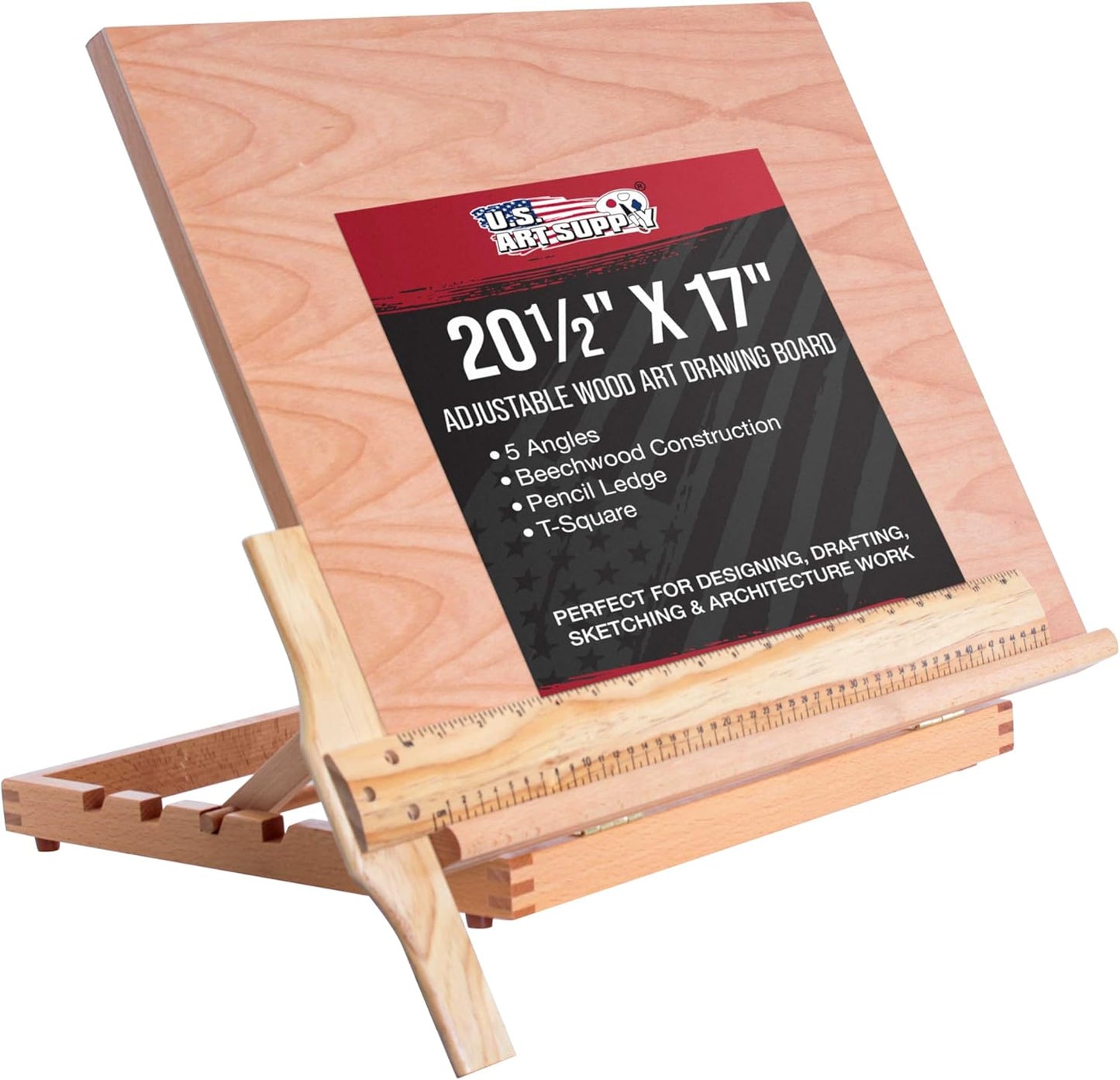 U.S. Art Supply Large Wooden Drawing Board for Artists and Designers