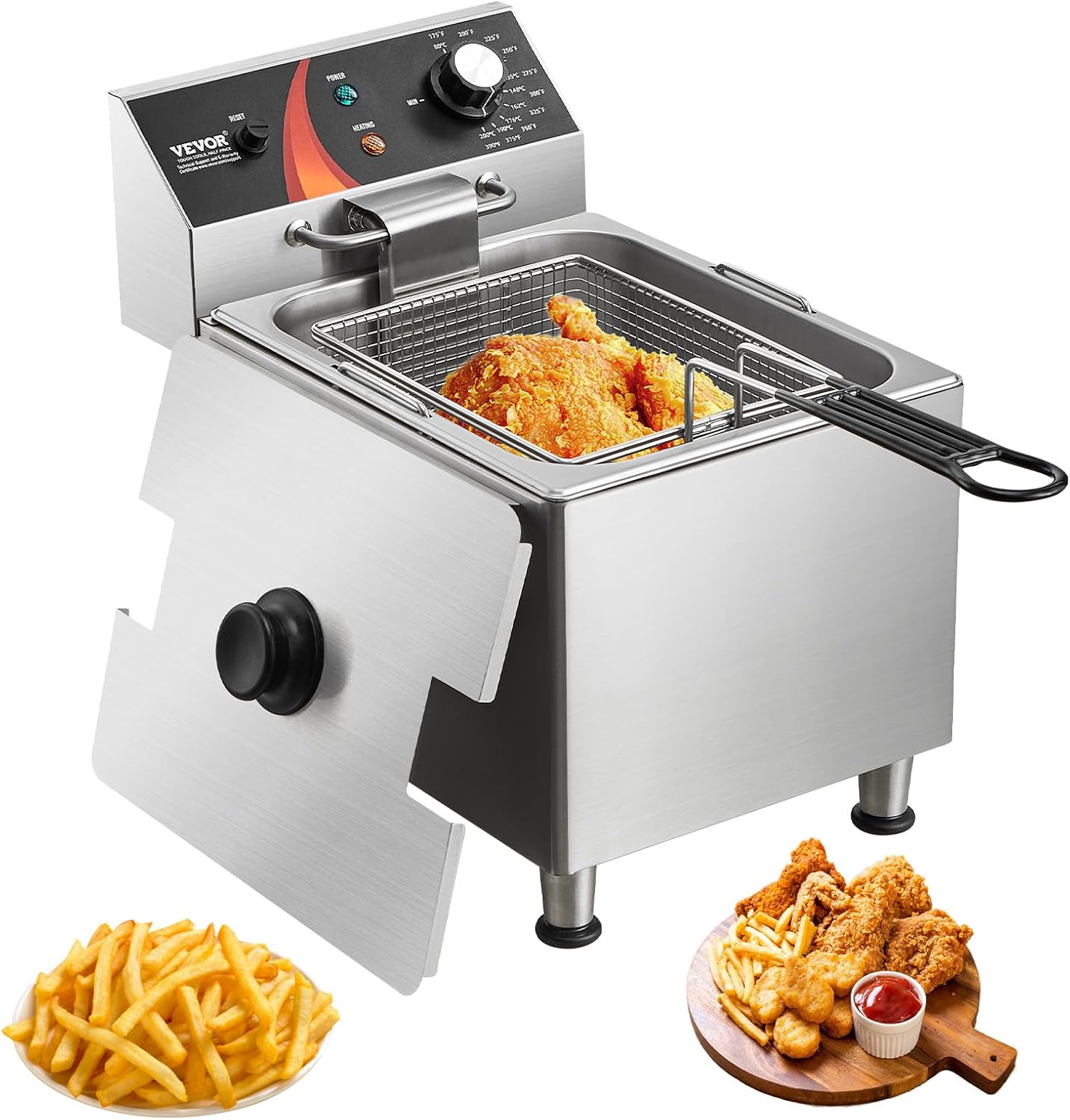 VEVOR Commercial Deep Fryer with Adjustable Feet and Temp Control