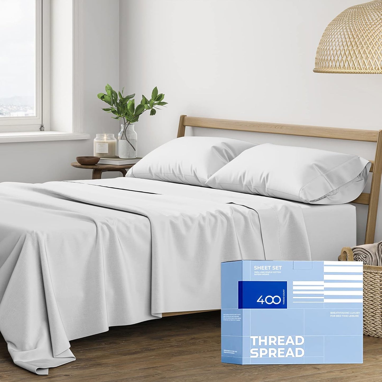 King Size Cotton Sheets Set - 400 Thread Count Luxury Bedding