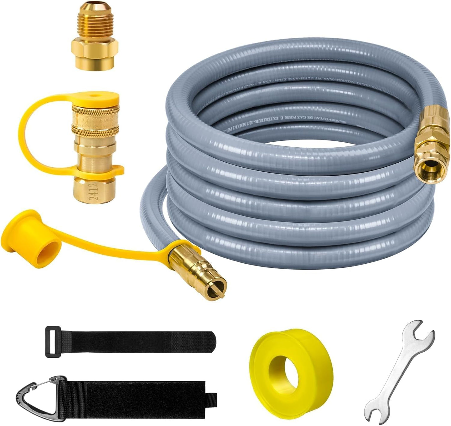 12FT Natural Gas Grill Hose with Quick Connect Fittings for BBQ