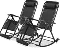 Set of 2 Black Zero Gravity Patio Rocking Chairs - Relax in Comfort!