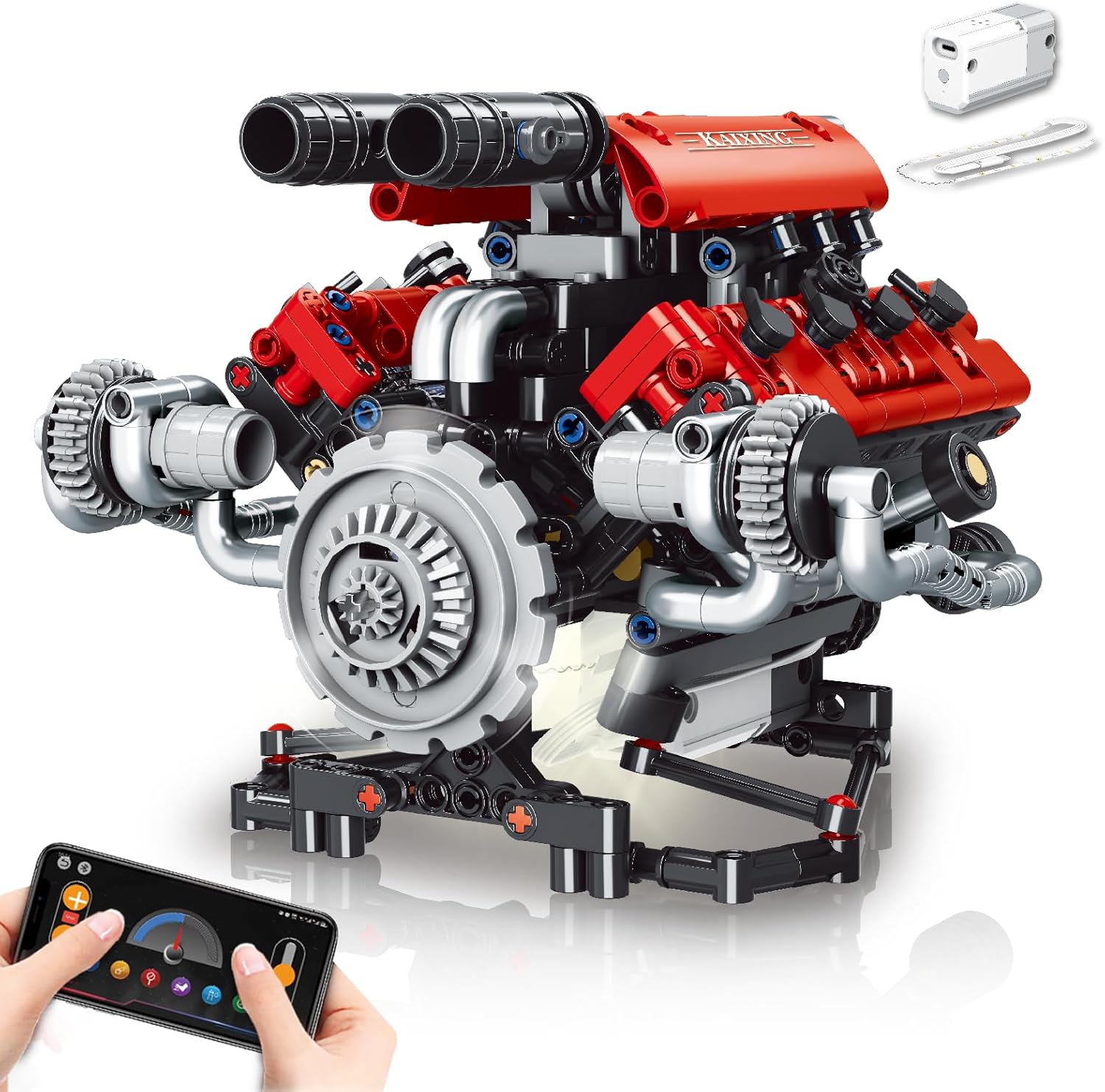 V8 Engine Model Kit - 8-Cylinder Visible Engine Building Blocks