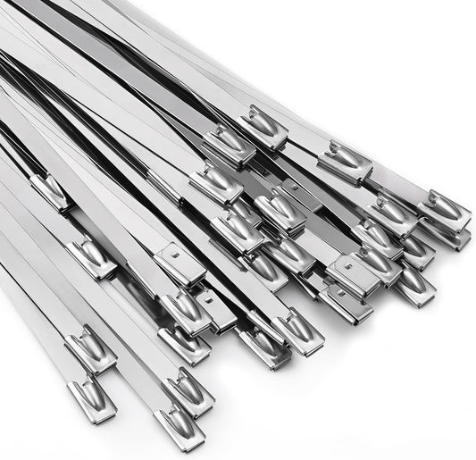MAIDUNSI 11.8 100pcs Stainless Steel Metal Zip Ties - Heavy Duty Self-Locking Cable Ties for Versatile Use!
