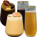 48 Pack Ribbed Origami Ripple Plastic Glasses - Elegant Disposable