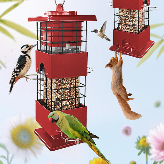 Squirrel Proof Bird Feeder with 4 Ports for Outdoor Use