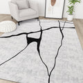 Abstract Washable Rug 6x9 - Modern Black and White Minimalist