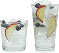 Libbey Hoops 16-Piece Tumbler and Rocks Glass Set - Retro Clarity
