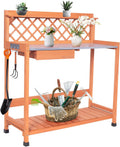 Outdoor Potting Bench & Wooden Gardening Work Station - Durable Metal