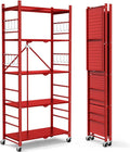 Storage Shelves with 20 Hooks 5-Tier Foldable Shelf - Mobile Utility