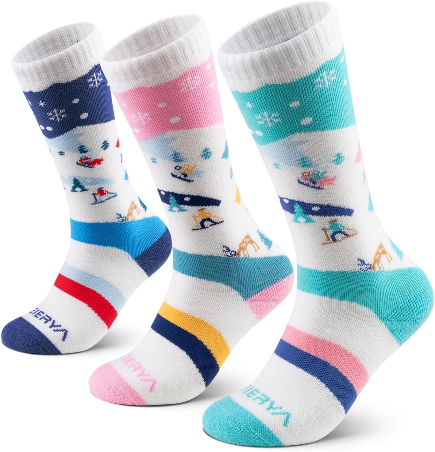 WEIERYA Kids Merino Wool Ski Socks - Warm Winter Wear