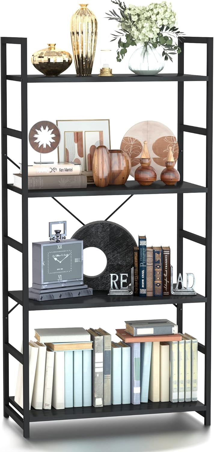 NUMENN 4 Tier Bookshelf for Modern Storage in Any Room