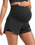 Maternity Workout Shorts for Women 2-in-1 Over Belly 3ft Inseam
