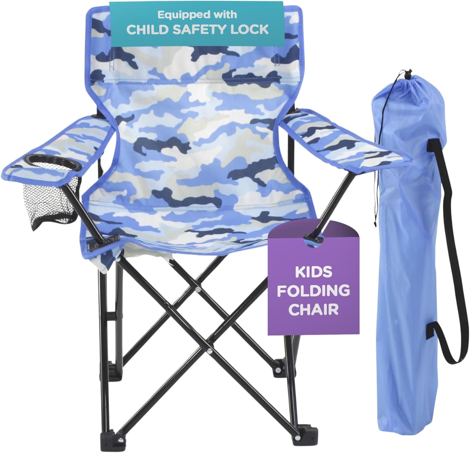 Kids Folding Beach Camp Chair with Safety Lock for Toddlers