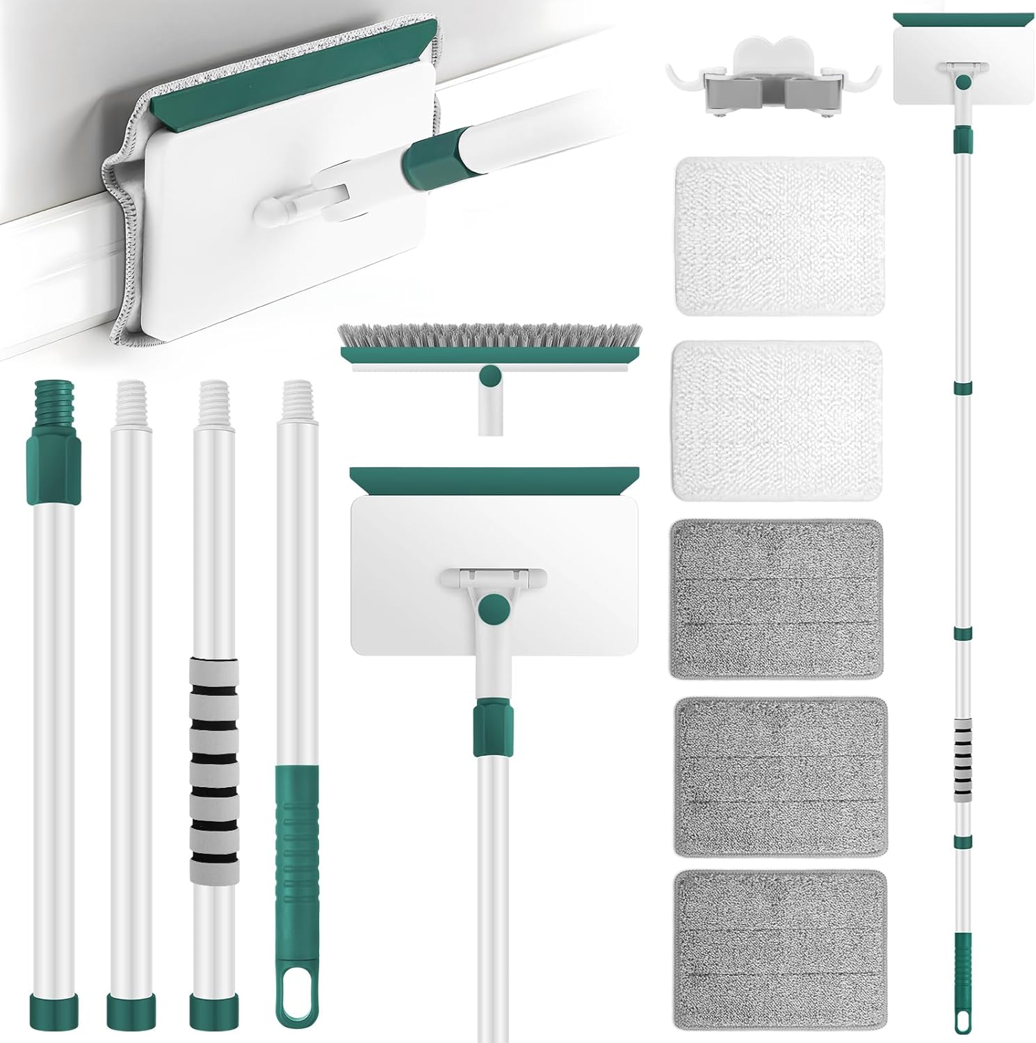 Baseboard Cleaner Tool with 60in Extendable Handle for Easy Cleaning