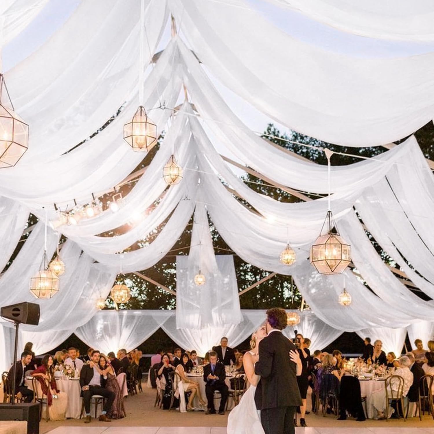 4 Panels White Ceiling Drapes for Wedding and Party Decorations