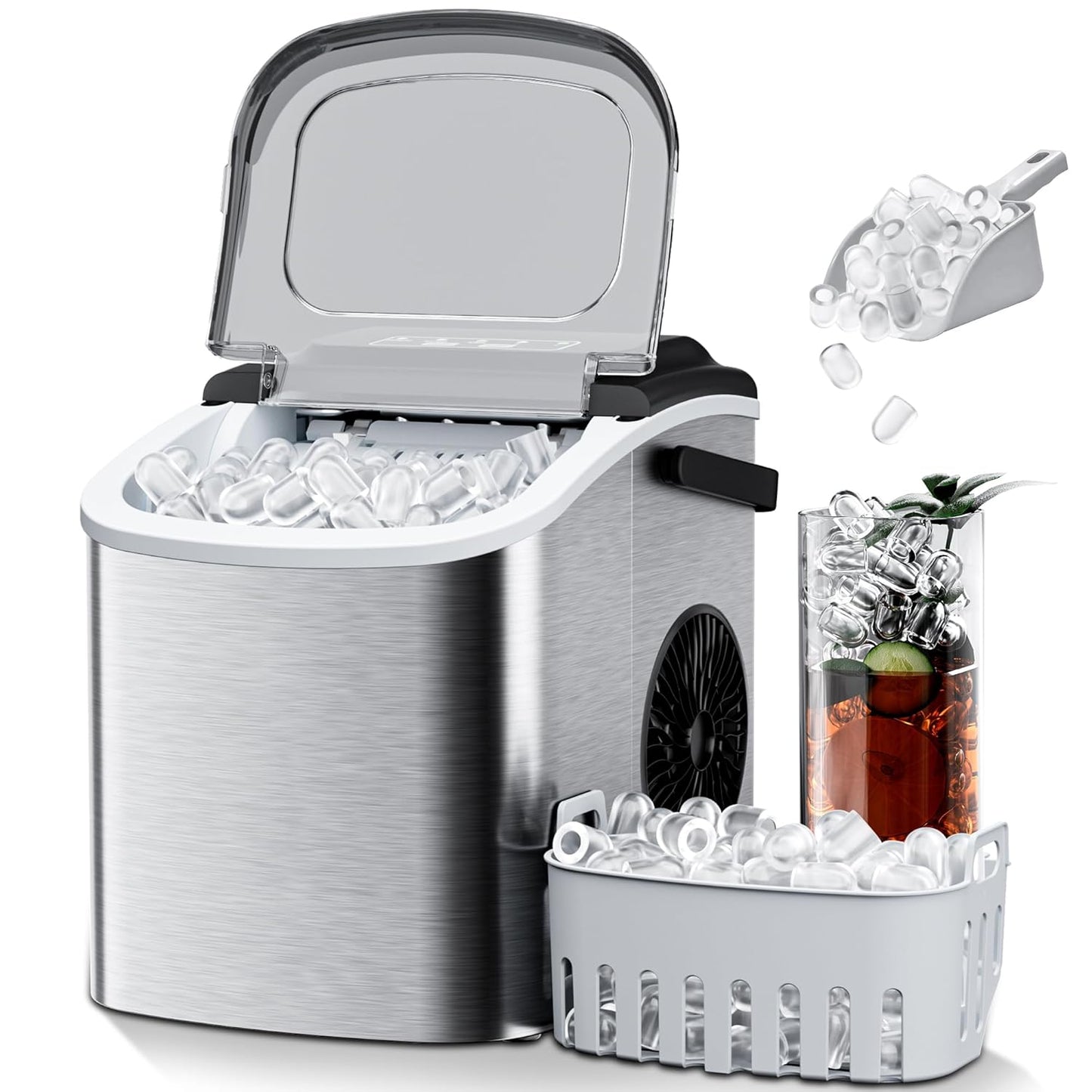 Countertop Ice Maker 26lbs/24H Portable Ice Machine for Home