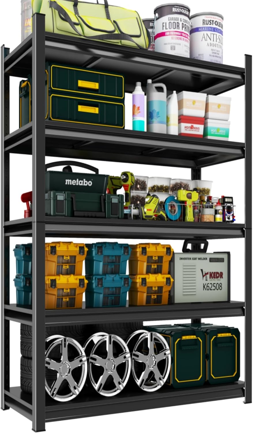 Heavy Duty 5-Tier Adjustable Metal Garage Shelving Unit