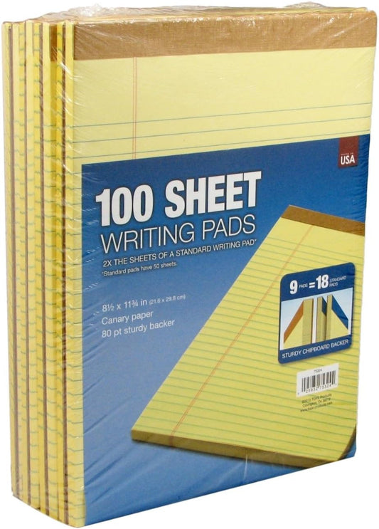 Tops 100-Sheet Legal Pads in Canary Yellow - Pack of 9