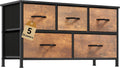 DWVO 5-Drawer Long Fabric Dresser for Room - Large Capacity Organizer