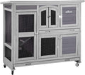 Aivituvin 47in Two Story Rabbit Hutch with Wheels for Bunnies
